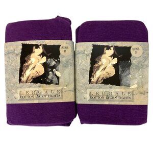 Leggale Cotton Blend Tights Lot of 2 Pair Size B Plum Purple Opaque Legwear